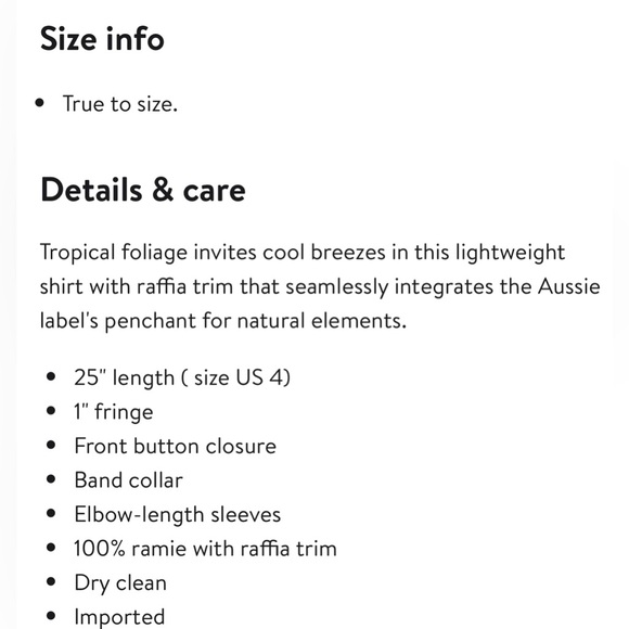 Zimmermann NWT Lexi Tropical Floral Raffia Trim Button-Up Shirt - Picture 8 of 8